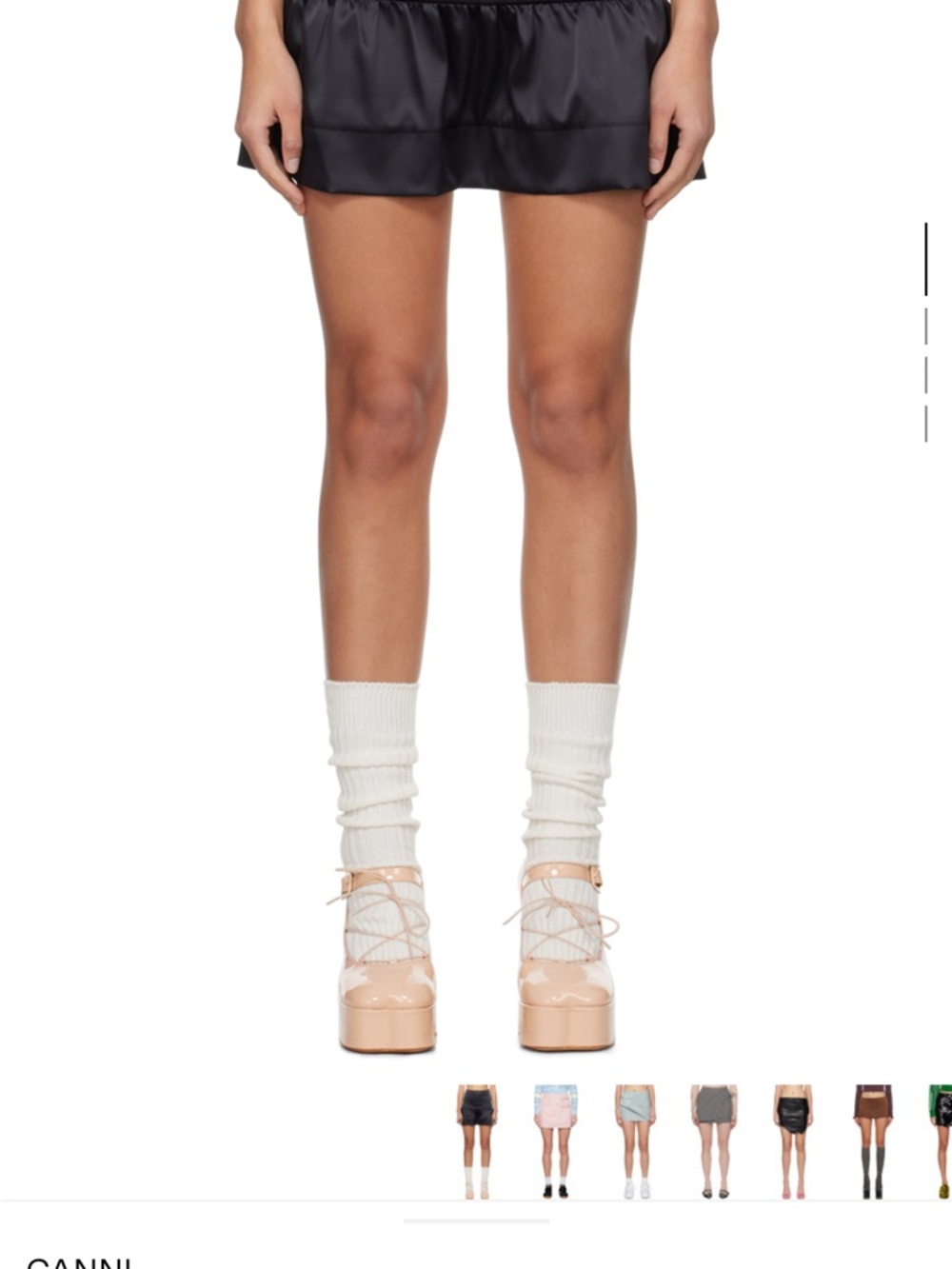 Ganni Black Satin Mini Skirt